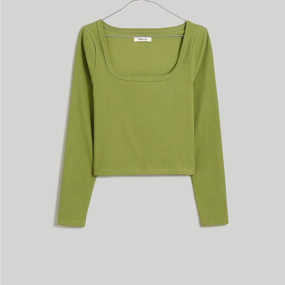 NWT Madewell Square Neck Long Sleeve Crop green